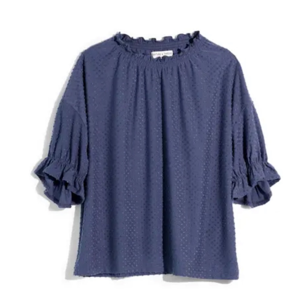 NWT Madewell Texture & Thread Clipdot Ruffle Top